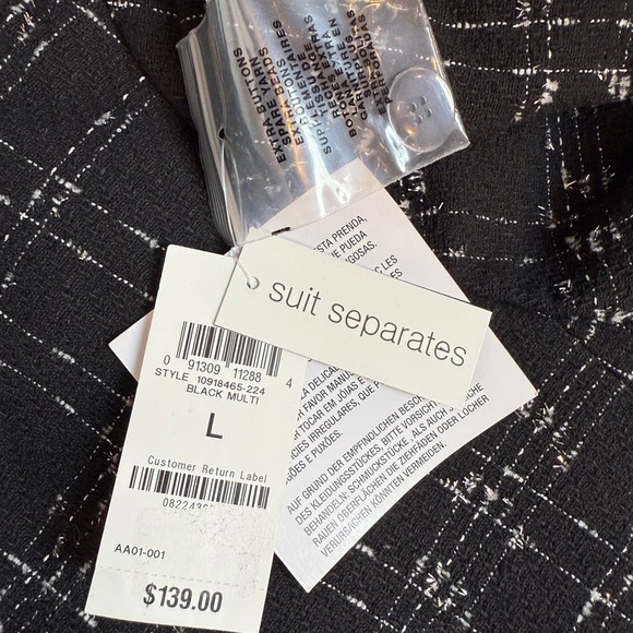 Bar IlI Women's Metallic Plaid black One-Button Blazer/size L - Picture 6 of 15